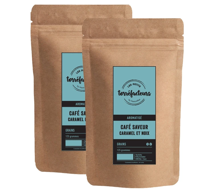 Café En Grains - Saveur Caramel Et Noix - 250g (2x125g) - Les Petits Torréfacteurs 3 Café En Grains - Saveur Caramel Et Noix - 250g (2x125g) - Les Petits Torréfacteurs