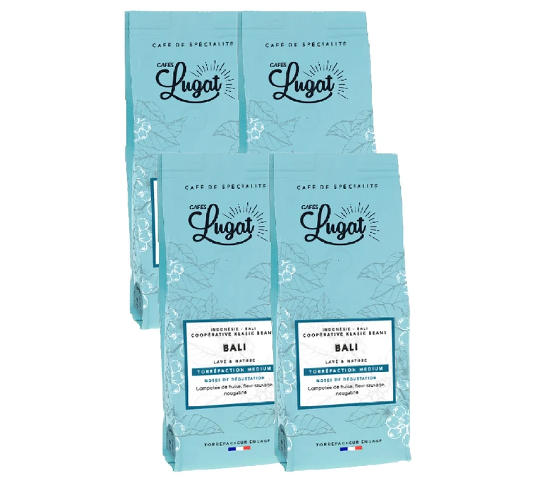 4x250g Café En Grain Indonésie Bali - Cafés Lugat 3 4x250g Café En Grain Indonésie Bali - Cafés Lugat