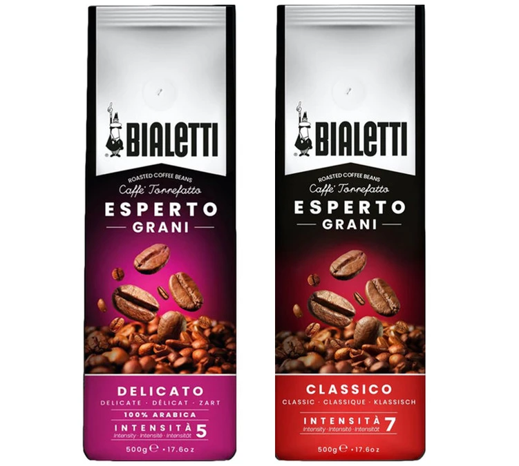Lot Café En Grains Bialetti Esperto Classico & Delicato - 2x500g 3 Lot Café En Grains Bialetti Esperto Classico & Delicato - 2x500g