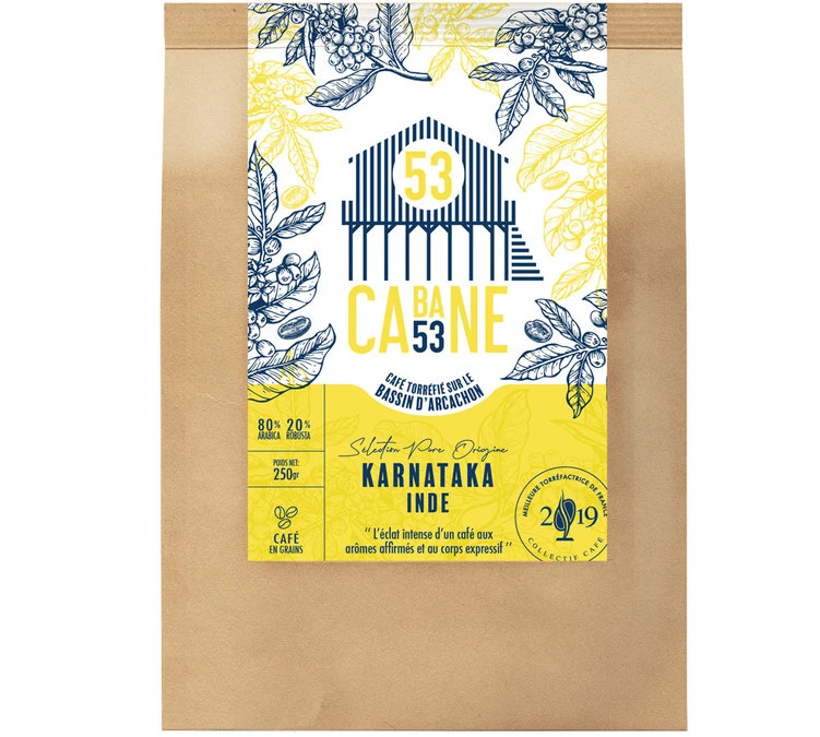 Café En Grains Inde : Karnataka - 250g - Cabane 53 3 Café En Grains Inde : Karnataka - 250g - Cabane 53