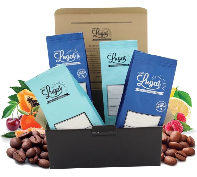 4 Cafés En Grains X 250g Coffret Fruité CAFES LUGAT 3 4 Cafés En Grains X 250g Coffret Fruité CAFES LUGAT