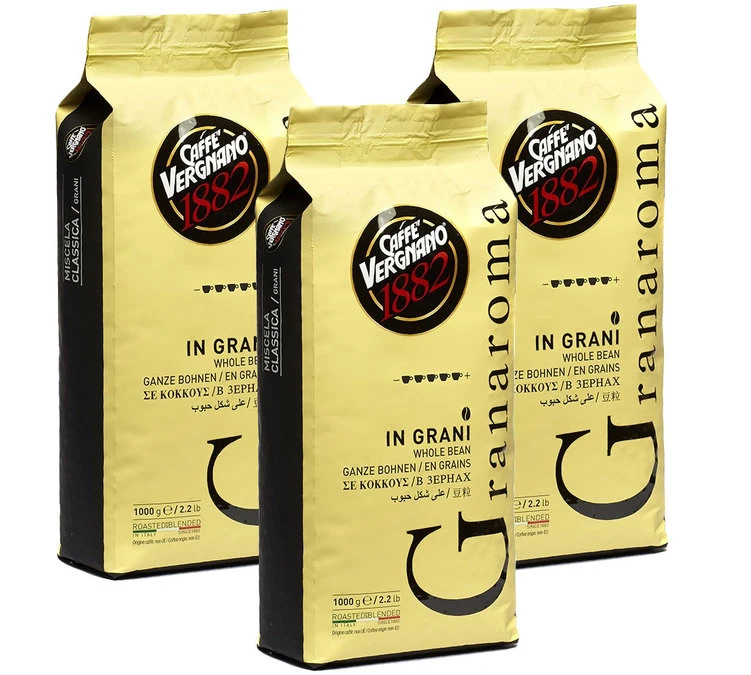 Caffè Vergnano 3x1kg Café En Grain Gran Aroma - CAFFE VERGNANO 3 Caffè Vergnano 3x1kg Café En Grain Gran Aroma - CAFFE VERGNANO